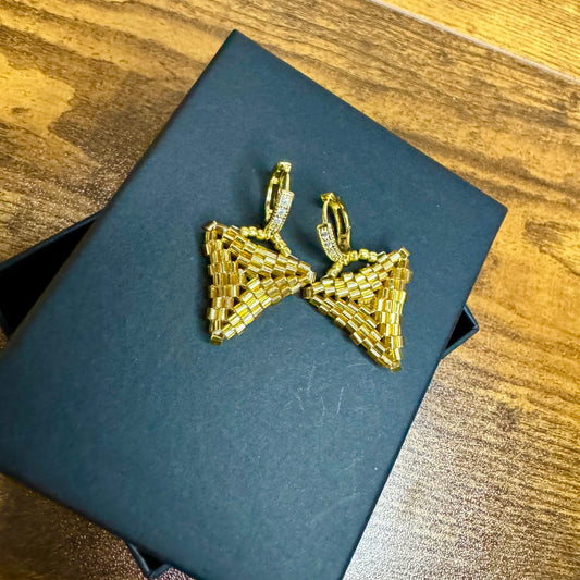 Golden "Pyramid" earrings with gold plated hooks