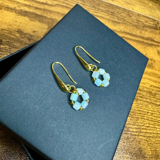 Blue mini "Peri" earrings, gold plated