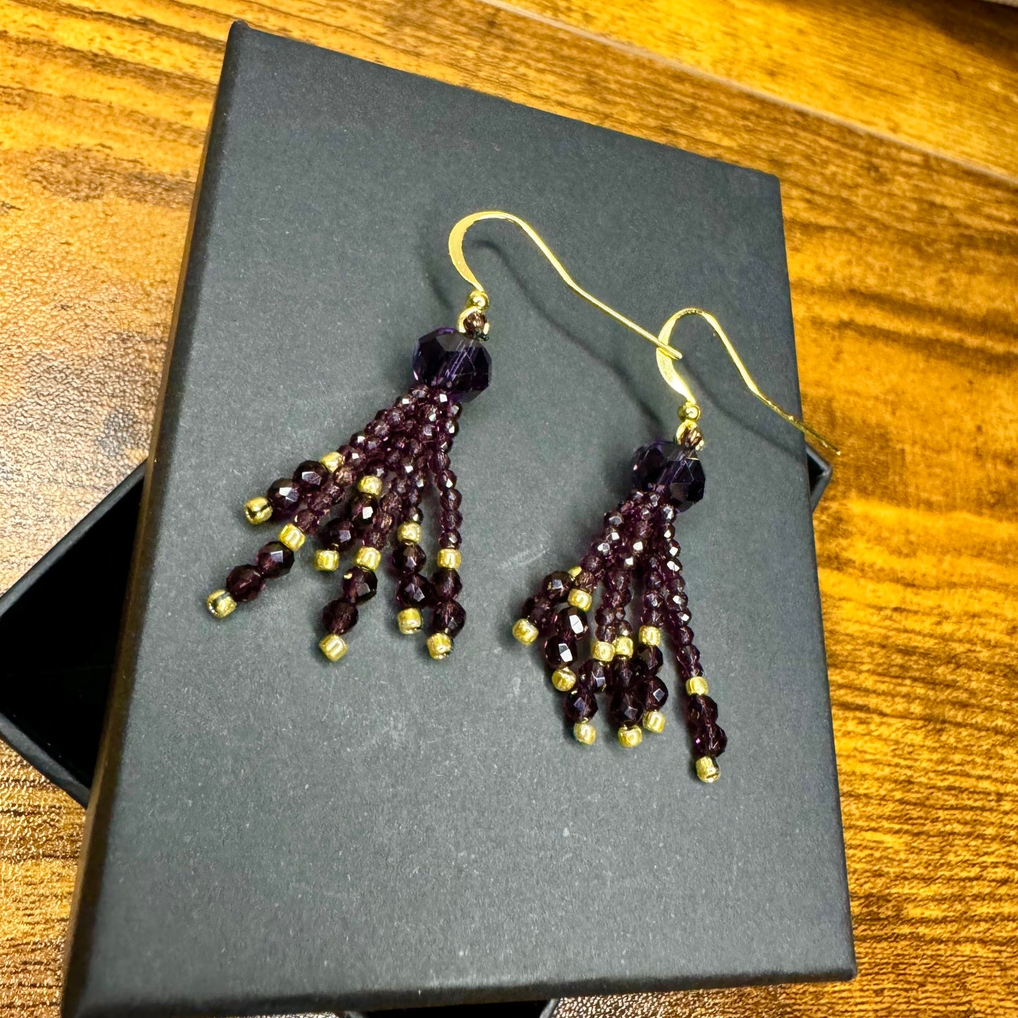 "Bohemia" crystal earrings with gold plated hooks