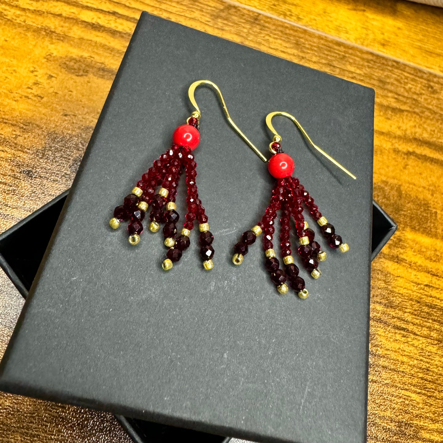 "Bohemia" crystal earrings with gold plated hooks