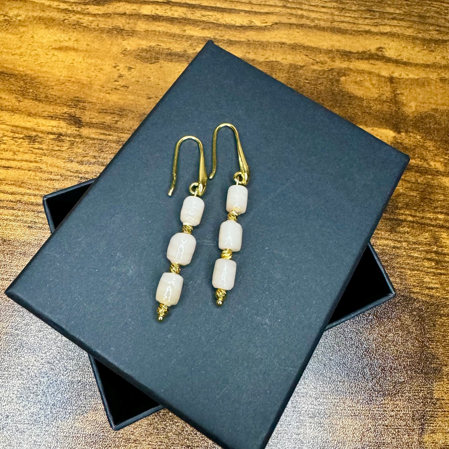 Natural Agate earrings, gold plated hooks