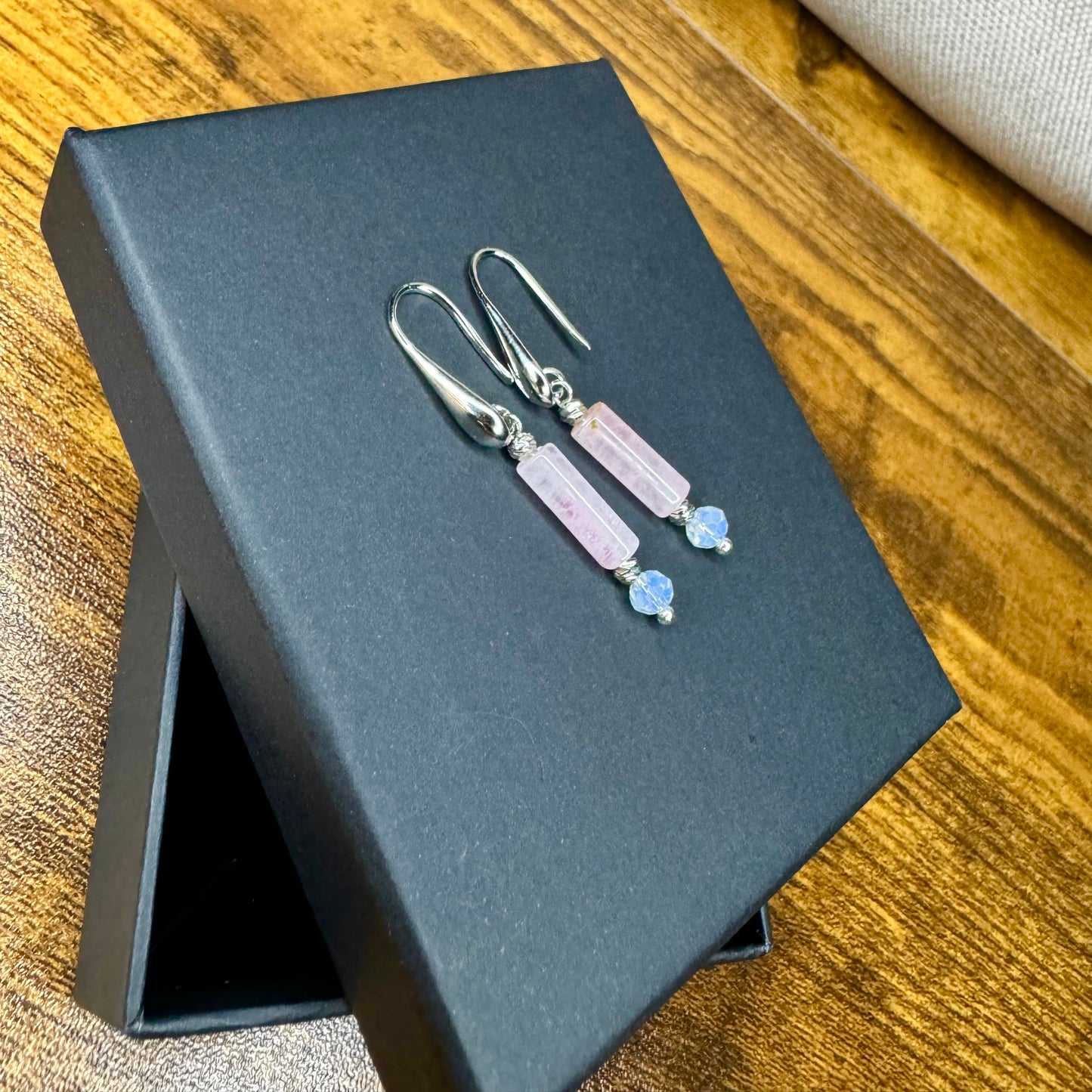 Vertical natural stone earrings