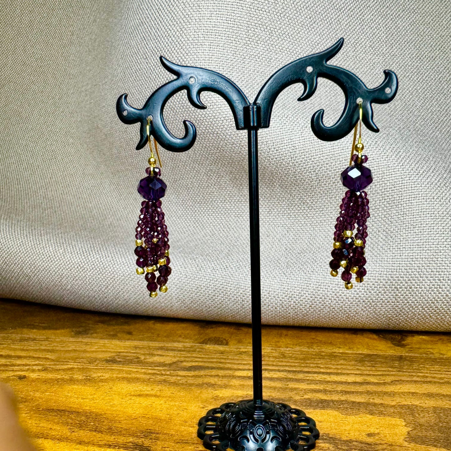 "Bohemia" crystal earrings with gold plated hooks