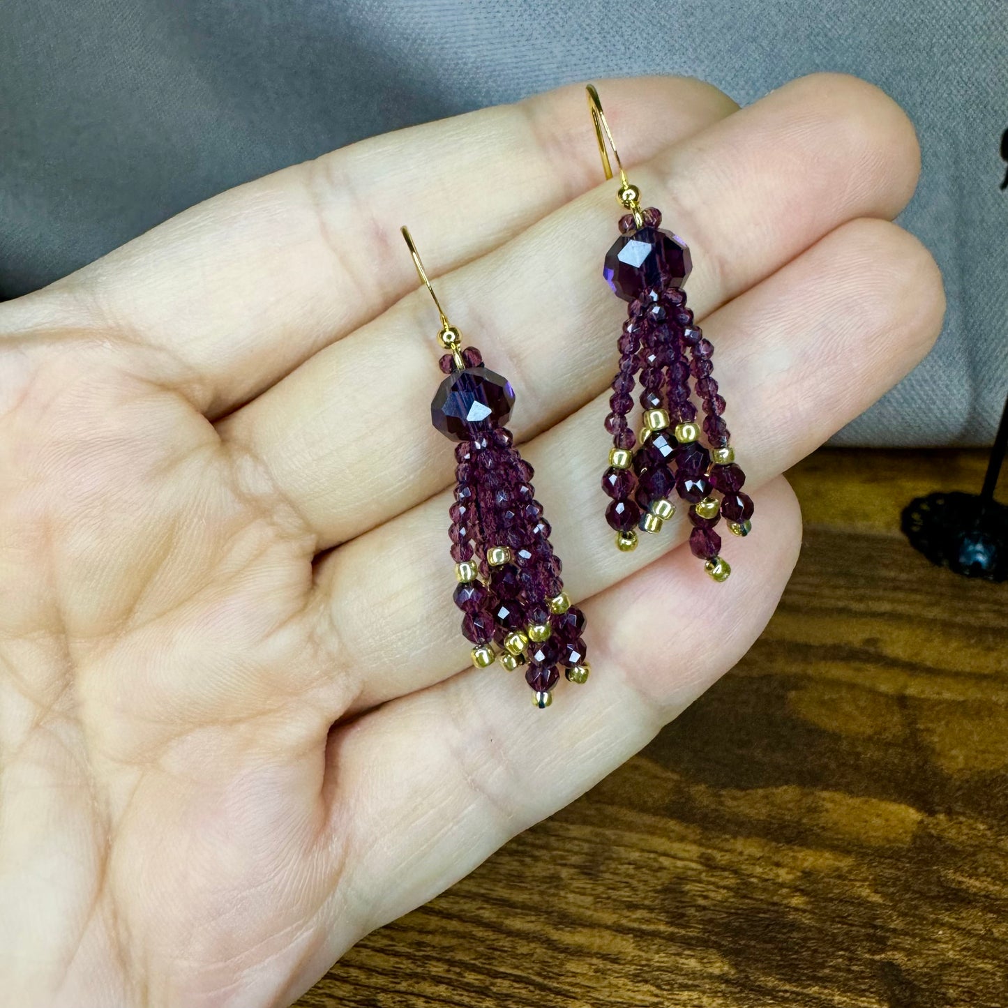 "Bohemia" crystal earrings with gold plated hooks