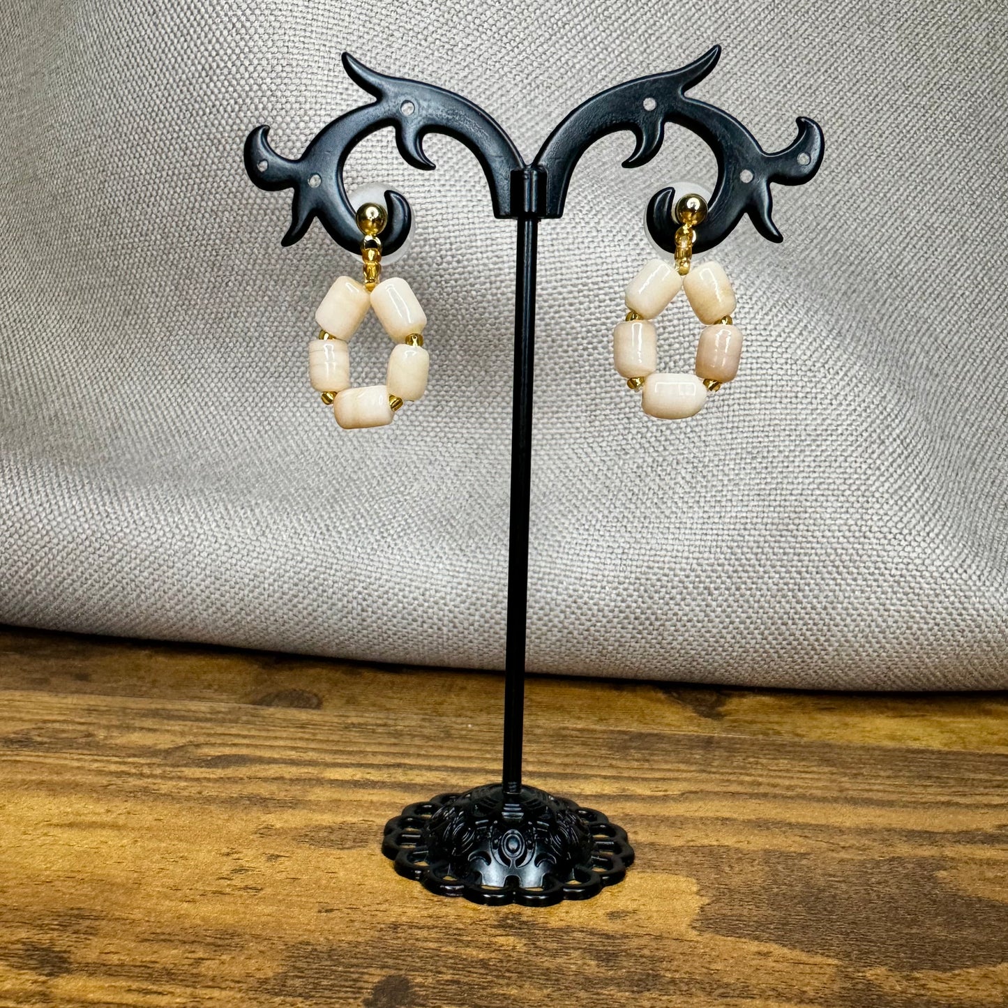 Natural Agate earrings, gold plated hooks