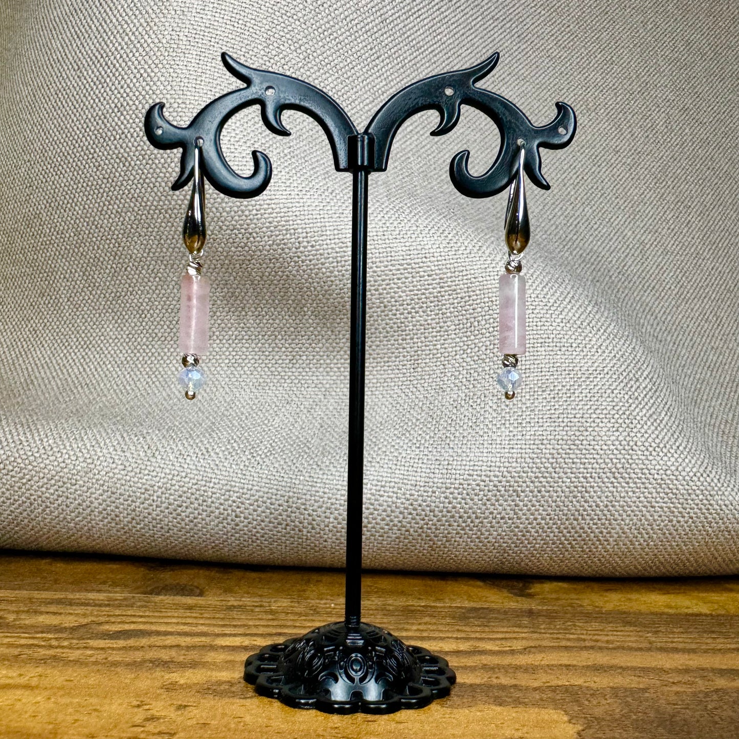 Vertical natural stone earrings